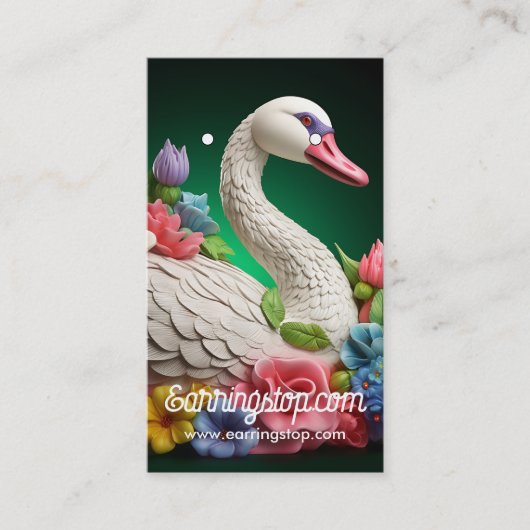 3D Kleurrijke Swan Pattern Oorbel Kaarten Visitekaartje (Voorkant)