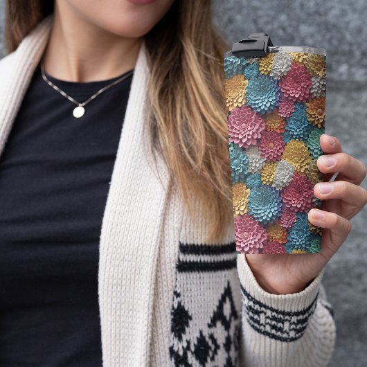 3D kleurrijke Zinnia Floral Thermosbeker