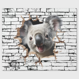 3D Koala Muurbreuk Kunst – Realistisch Safari Cadeaupapier