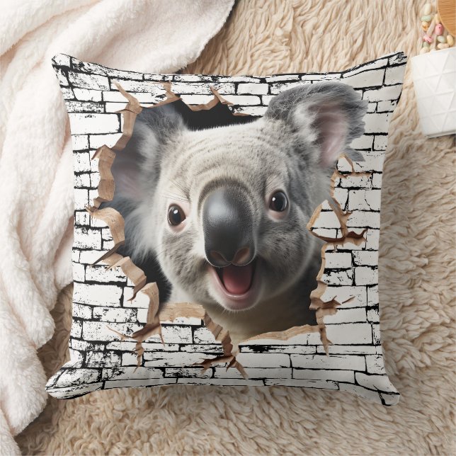 3D Koala Muurbreuk Kunst – Realistisch Safari Kussen (Deken)