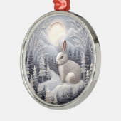 3D Konijn in Sneeuw Woodland Kerstmis Metalen Ornament (Links)