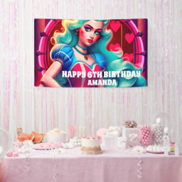 3D Koningin van Harten Verjaardagsbanner Spandoek