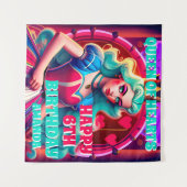 3D Koningin van Harten Verjaardagsbanner Wandkleed (Voorkant (horizontaal))