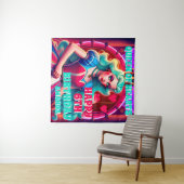 3D Koningin van Harten Verjaardagsbanner Wandkleed (In Situ (horizontaal))