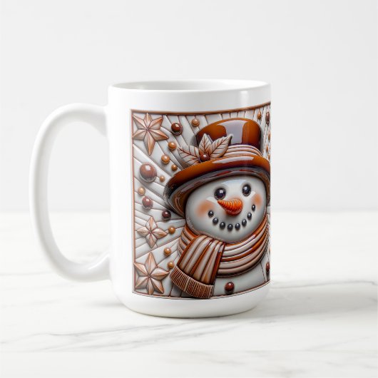 3D Koperen Kerstman Sneeuwman Koffiemok (Links)