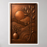 3D Koperen Metaal Boom Muur Kunst Poster