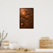 3D Koperen Metaal Boom Muur Kunst Poster (Keuken)