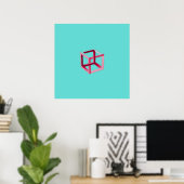 3D Kubbe Modern Art over Blauwgroen Poster (Thuiskantoor)