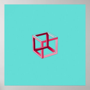 3D Kubbe Modern Art over Blauwgroen Poster