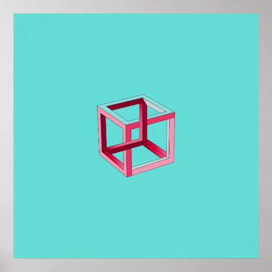 3D Kubbe Modern Art over Blauwgroen Poster (Voorkant)