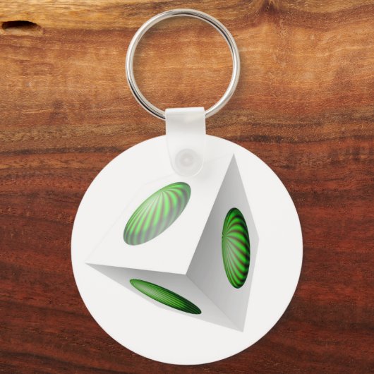 3D Kubusontwerp met groen Wereldbol Sleutelhanger (Voorkant)