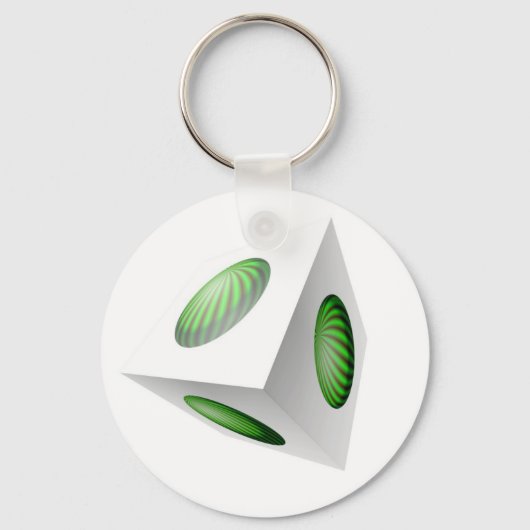 3D kubusontwerp met groene bol Sleutelhanger (Voorkant)