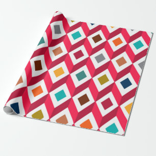 3D Kubusroze Cadeaupapier