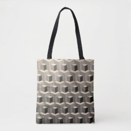 3D-kubussen in grijswaardenpatroon Tote Bag