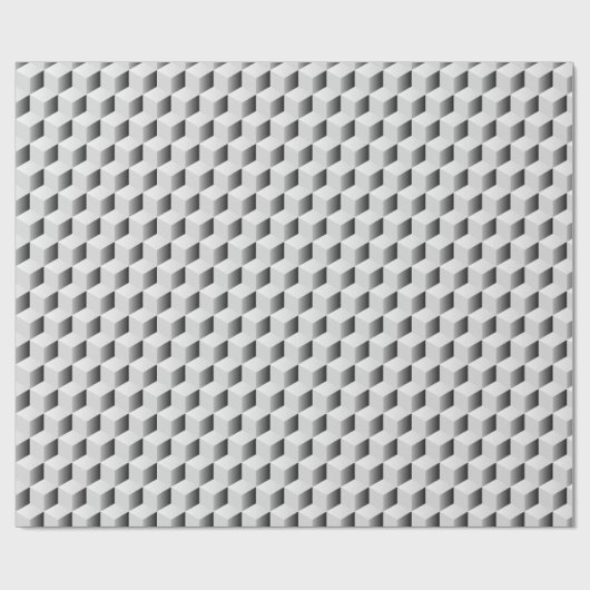 3D-kubussen in grijze schaduwen Cadeaupapier (Vlak)