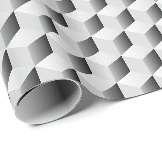 3D-kubussen in grijze schaduwen Cadeaupapier (Rol Hoek)
