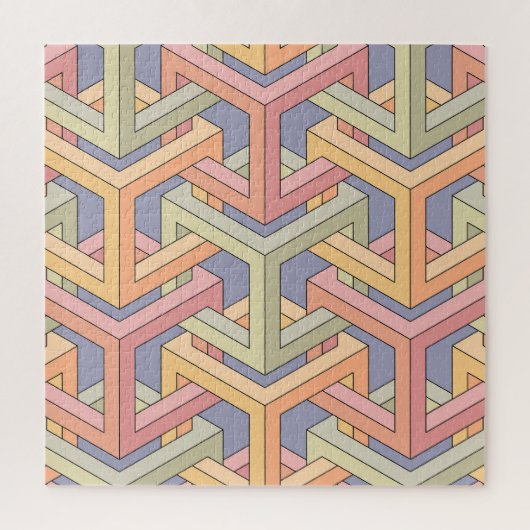 3D kubussen, optische illusie patroon. Legpuzzel (Verticaal)