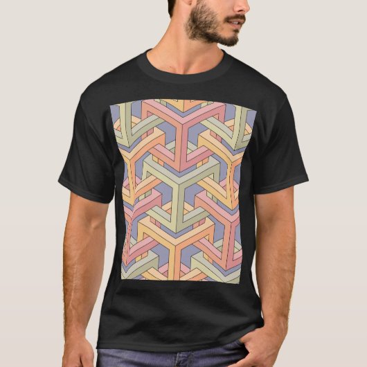 3D kubussen, optische illusie patroon. T-shirt (Voorkant)