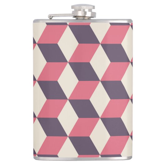 3D kubussen patroon Heupfles (Voorkant)