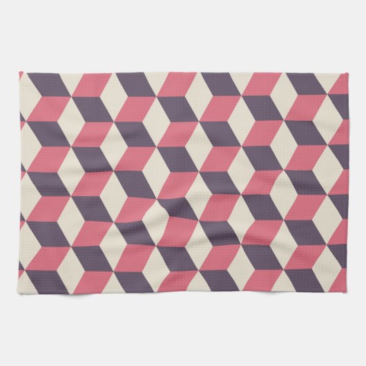 3D kubussen patroon Theedoek (Horizontaal)