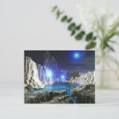 3d kunstblauwe maan briefkaart (Staand voorkant)