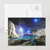 3d kunstblauwe maan briefkaart (Voorkant / Achterkant)
