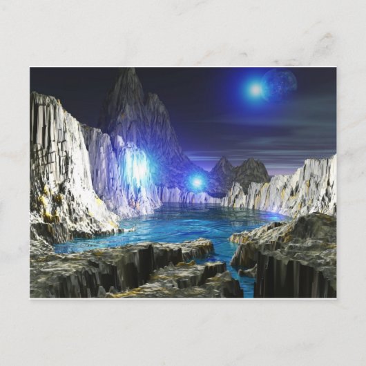 3d kunstblauwe maan briefkaart (Voorkant)