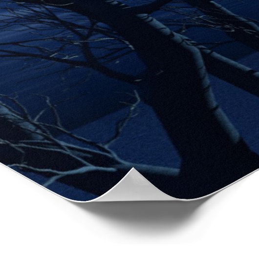 3D Landschapsachtergrond met maan over het Zee Poster (Hoek)