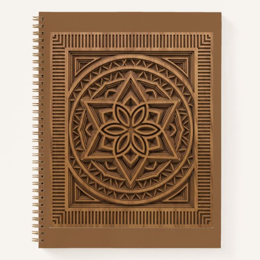 3D Layered Geometric Mandala Wood Carved Journal Notitieboek (Voorkant)