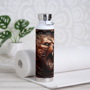 3D lederen gereedschap kijken bedrukt grizzly Beer Waterfles