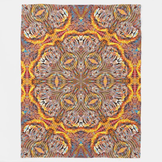 3D Leeuw Optische Illusie Geometrische Mandala Fleece Deken (Voorkant)