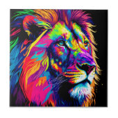3D Leeuw Portret Digitale Kunst Tegeltje (Voorkant)