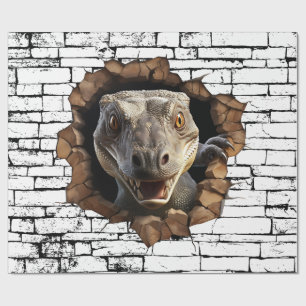 3D Leguaan Muurbreuk Kunst – Realistisch Safari Cadeaupapier