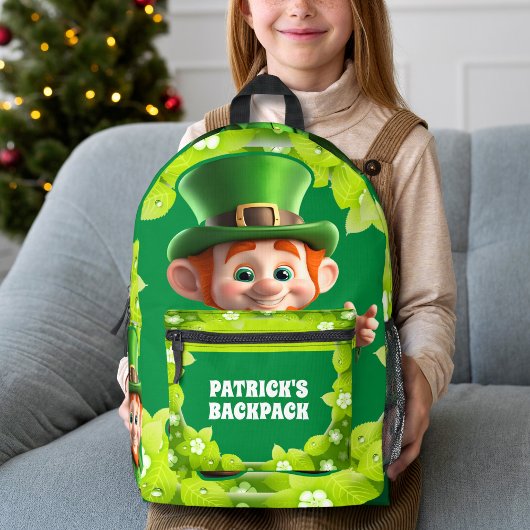 3D Leprechaun St. Patrick's Day Gepersonaliseerde  Bedrukte Rugzak