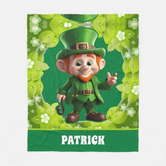 3D Leprechaun St. Patrick's Day Gepersonaliseerde  Fleece Deken (Voorkant)