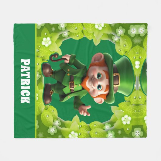 3D Leprechaun St. Patrick's Day Gepersonaliseerde  Fleece Deken (Voorkant (Horizontaal))