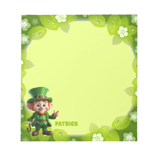 3D Leprechaun St. Patrick's Day Personalized Kids Notitieblok (Voorkant)
