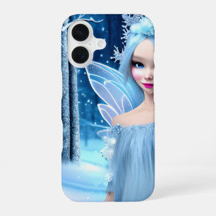 3d lichtblauw winterfeest in het bos iPhone 16 hoesje