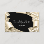 3D Lijst Glitter Makeup Event Planner Black Gold Visitekaartje (Voorkant)