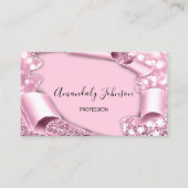 3D Lijst Glitter Makeup Event Planner Pink Pastel Visitekaartje (Voorkant)