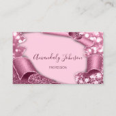 3D Lijst Glitter Makeup Event Planner Roze Visitekaartje (Voorkant)