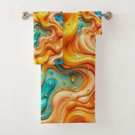 3D Liquid Swirl Abstract Glass - Modern Psychedeli Bad Handdoek