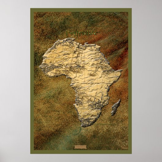 3D-look Africa Map Art Poster (Voorkant)