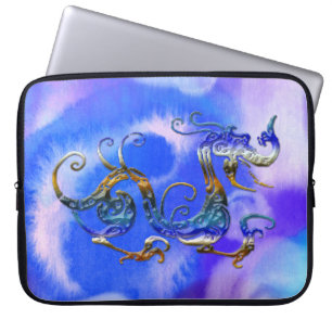 3D-look Aziatische draak op Waterverf laptophoes Laptop Sleeve