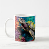 3D Look Gedrukt Zee Schildpad Strand Oceaan Koffiemok (Links)