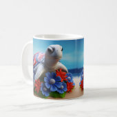 3D Look Gedrukt Zee Schildpad Strand Oceaan Koffiemok (Voorkant links)