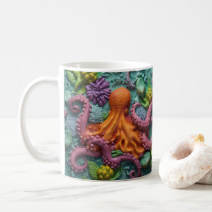 3D Look Printed Octopus Beach Ocean Koffiemok