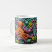 3D Look Printed Octopus Beach Ocean Koffiemok (Voorkant links)