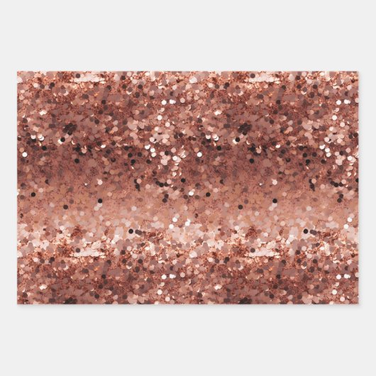 3D-look Roos Gold Glitter Sequins Inpakpapier Vel (Voorkant 3)
