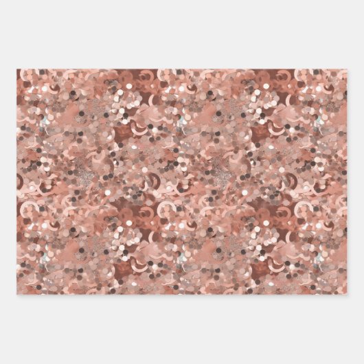 3D-look Roos Gold Glitter Sequins Inpakpapier Vel (Voorkant 2)